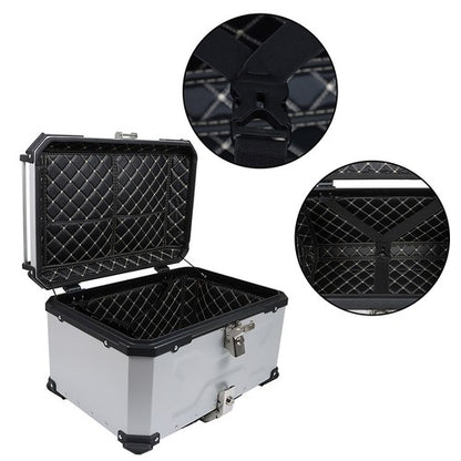 Solid Spare Silver Motorcycle Aluminum Trunk Rear Top Case Luggage Tour Tail Tool Box 65L