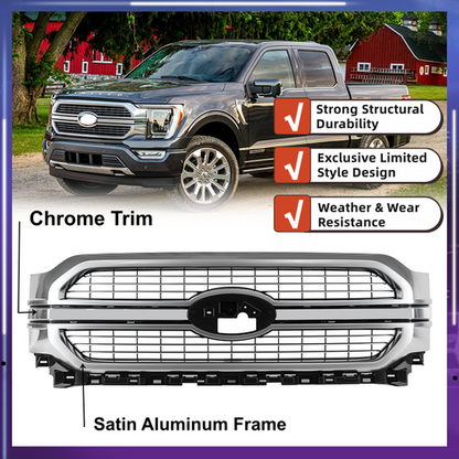 Satin Aluminum Front Bumper Grille Grill For 2021-2023 Ford F-150 F150 Limited