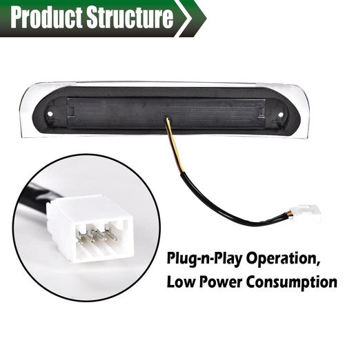 Solid Spare Fit For 02-09 Dodge Ram 1500 2500 LED 3rd Tail Brake Light Cargo Lamp Clear