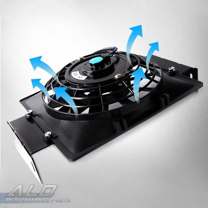 Solid Spare New Universal 7" Slim Pull Push Electric Oil Cooler Engine Cooling Fan 12V