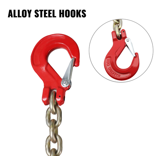 2PCS 5/16"x6' G80 Chain Lifting Sling 2 Legs 3T/6600lbs Capacity w/ Grab Hooks