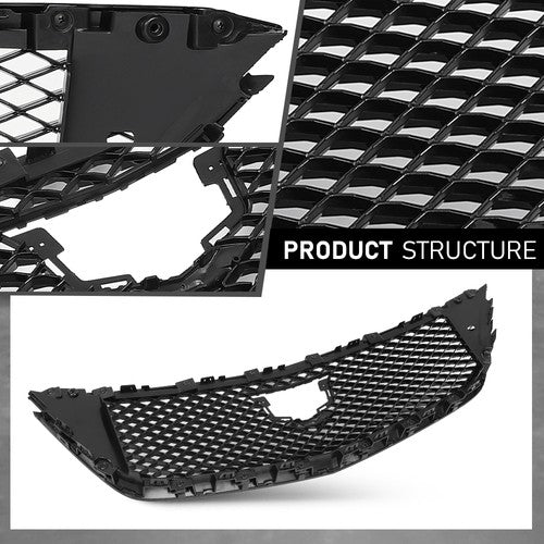 Solid Spare Front Bumper Hood Mesh Grille Grill Black Fit For 2020-2024 Cadillac CT5