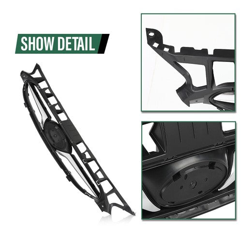 Solid Spare Fit For 2012-2014 Hyundai Accent Front Bumper Upper Grille Grill w/ Chrome Trim