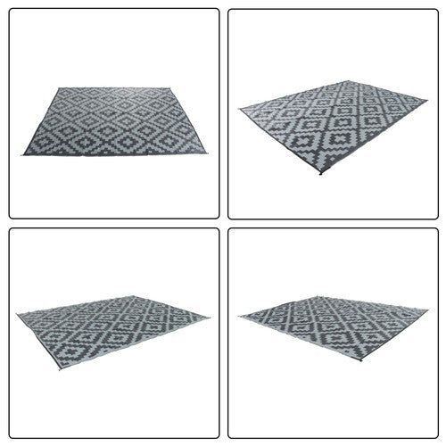 Solid Spare Waterproof Outdoor Rug Outdoor Plastic Straw Rug 9x12FT Black Gray Camping