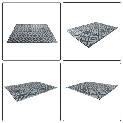 Solid Spare Waterproof Outdoor Rug Outdoor Plastic Straw Rug 9x12FT Black Gray Camping