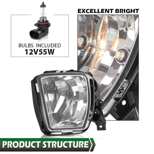Solid Spare Fit For 2013-2018 Dodge Ram 1500 Clear Fog Lights Lamps W/ Bulbs Left+Right