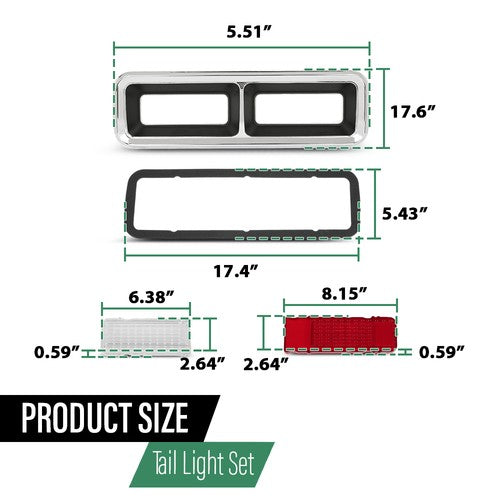 Solid Spare For 1968 Camaro Tail Lamp Kit Chrome Housings Bezel Lens Gaskets Standard NON-RS
