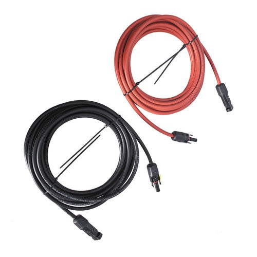 Solid Spare 1 Pair 12AWG Black + Red Solar Panel Extension Cable Wire Connector