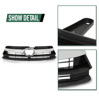 Solid Spare Fit For 14-16 Toyota Highlander Front Bumper Upper Grille Black Chrome TO1200371