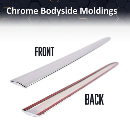 Solid Spare Fit For 19-22 Chevy Silverado 1500 Crew Cab 4Pcs Body Side Molding Trim Chrome