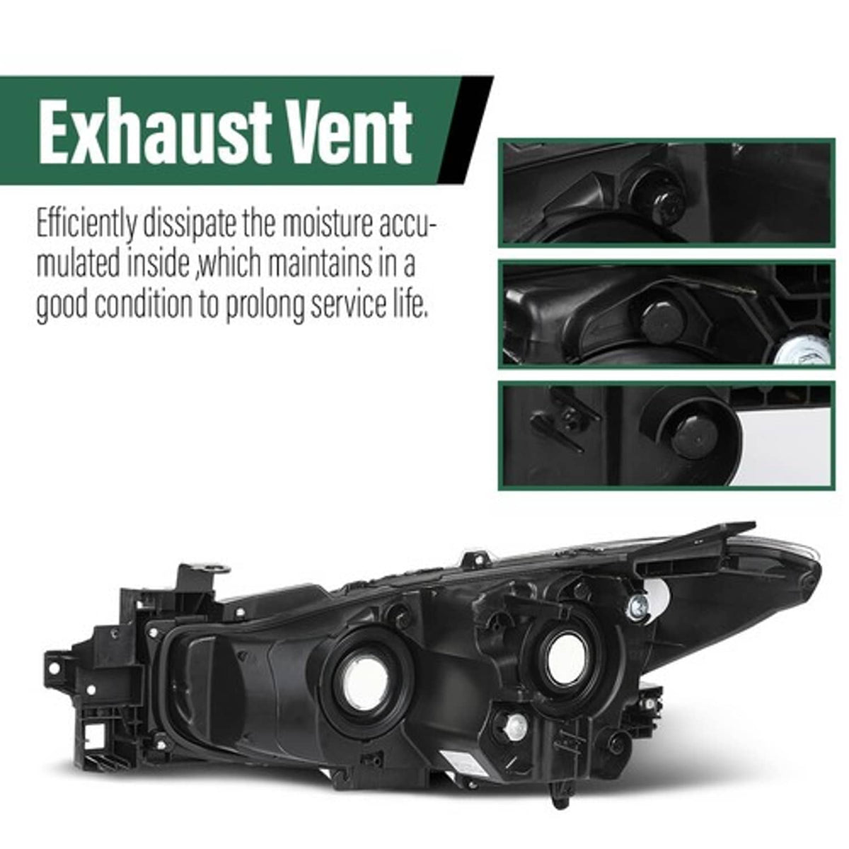 Solid Spare Headlights Assembly For 2017-2018 Mazda 3 Clear Halogen Black Housing Right&Left