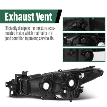 Solid Spare Headlights Assembly For 2017-2018 Mazda 3 Clear Halogen Black Housing Right&Left