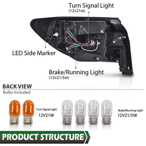 Solid Spare Pair Tail Lights w/ bulbs LH & RH Fit For 2013-2017 Chevy Traverse LS LT LTZ
