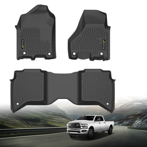 Solid Spare Fit For 19-24 Ram 2500/3500 Crew Cab All Weather TPE Floor Mats Protection Liner