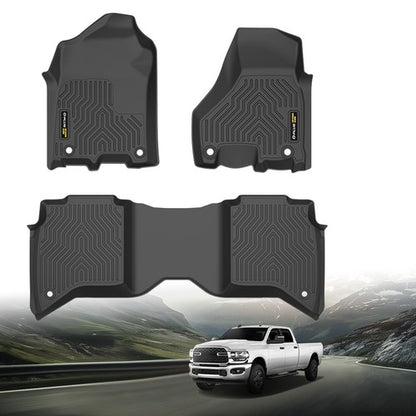 Solid Spare Fit For 19-24 Ram 2500/3500 Crew Cab All Weather TPE Floor Mats Protection Liner
