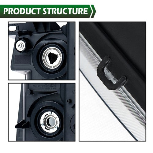 Solid Spare For 2007-2013 Chevy Silverado 1500 2500 HD Black Housing Headlights Left & Right