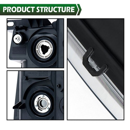 Solid Spare For 2007-2013 Chevy Silverado 1500 2500 HD Black Housing Headlights Left & Right
