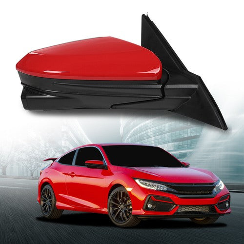 Solid Spare Fit For Honda Civic Sedan 16-2020 Red Mirror Power Heated Camera Passenger Side