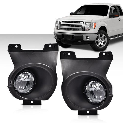 Solid Spare Fit For 2011-14 Ford F-150 Bumper Fog Lights Driving Lamps w/ Switch Bezel Bulb