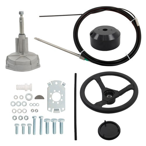 Solid Spare 15 FT Boat Rotary Steering System Outboard Kit Marine W/ 12.4" Wheel SS13715 New
