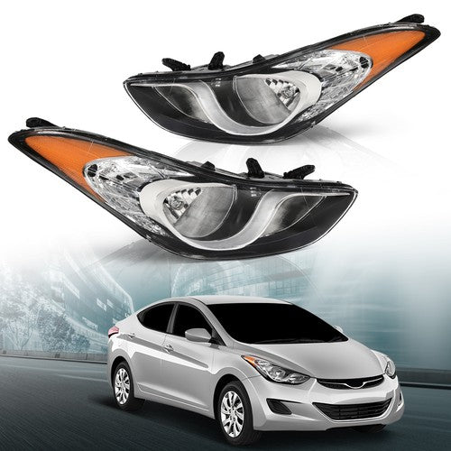 Solid Spare Fit For 2011-2013 Hyundai Elantra Headlight Assembly Left Right Halogen Headlamp
