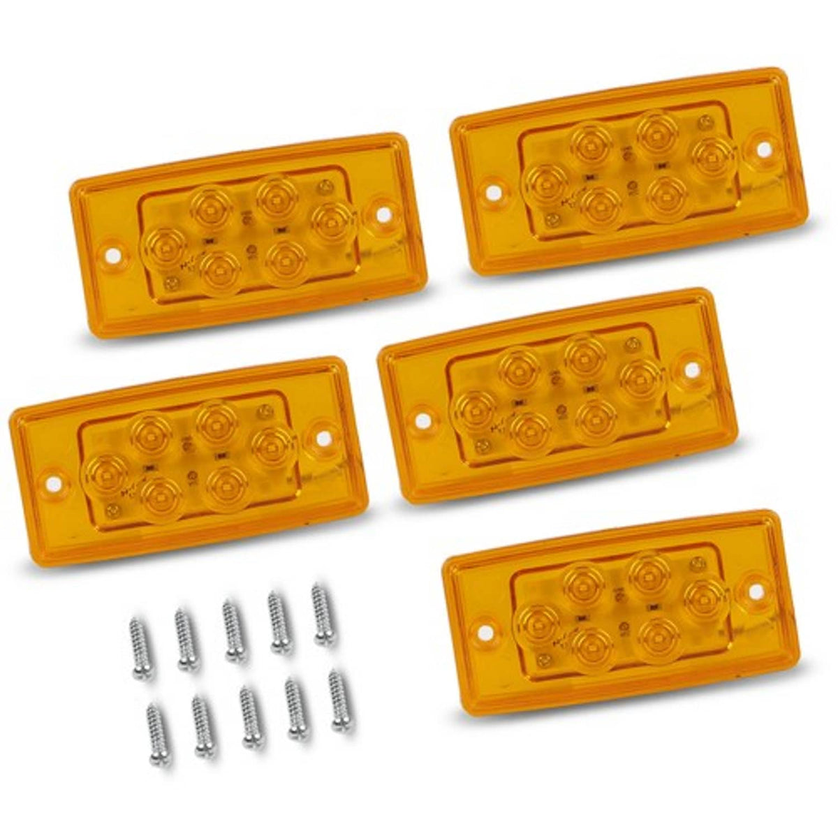 Solid Spare Rectangle Truck Roof Light with Gasket, 6 LED Waterproof Amber Cab Marker Lights
