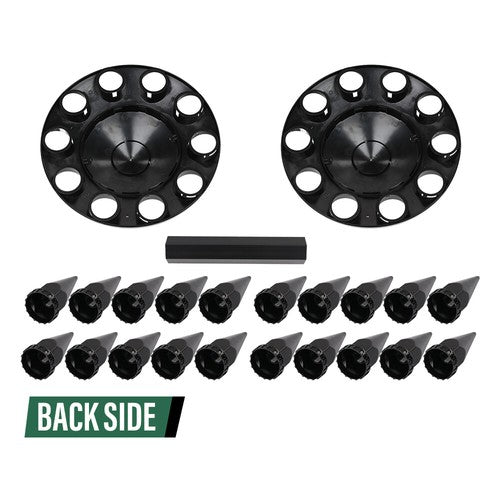 Solid Spare 2pcs Front Hub Cover For Semi Truck Wheel Cover 33mm Nut Covers Spiked Black