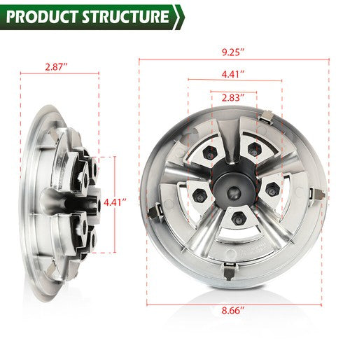 Solid Spare Fit For EZGO Club Car Yamaha 4PCS 8" Golf Cart Wheel Covers Hub Caps Chrome