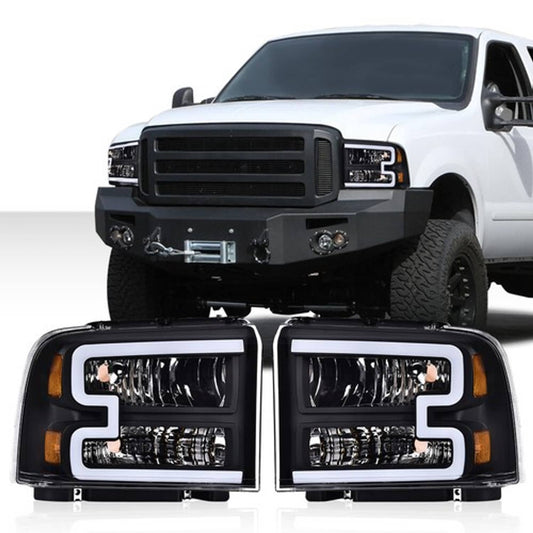 Solid Spare Fit For 2005-2007 Ford F250 F350 F450 F550 Super Duty LED Conversion Headlights