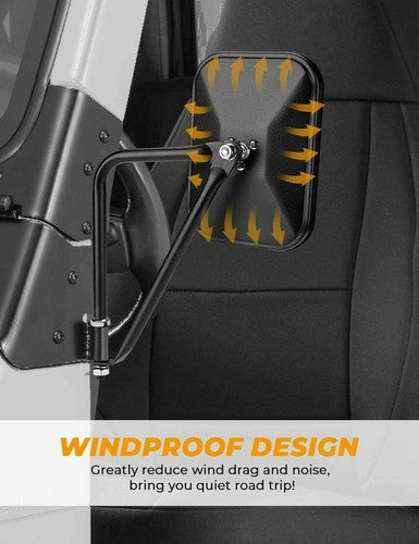 For Jeep Wrangler JK CJ YJ TJ JL Door Off Quick Release Side Hinge View Mirrors