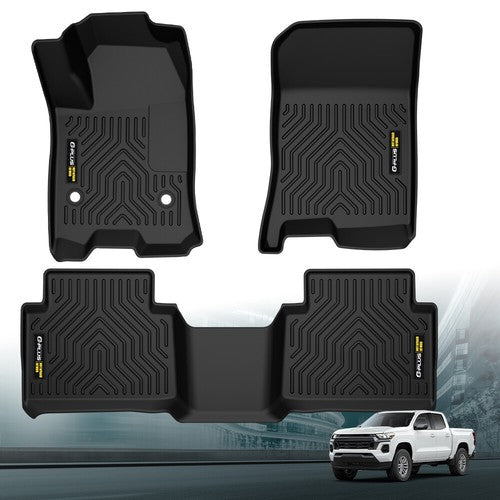 Solid Spare TPE Floor Mats Liners Fit For 2023-2024 Chevrolet Colorado/GMC Canyon Crew Cab