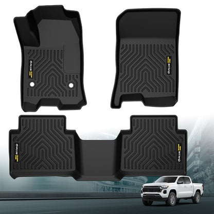 Solid Spare TPE Floor Mats Liners Fit For 2023-2024 Chevrolet Colorado/GMC Canyon Crew Cab