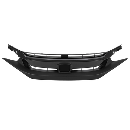 Fit 2019-21 Honda Civic Sedan Matte Mesh Front Bumper Glossy Black Grille Grill
