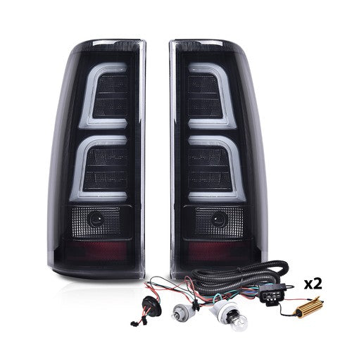 Solid Spare Fit For 1999-2006 Chevy Silverado LED Tail Lights Lamps Left+Right Black Smoke