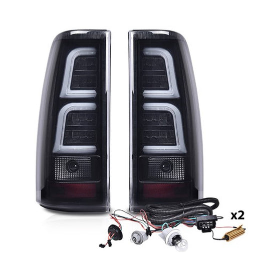 Solid Spare Fit For 1999-2006 Chevy Silverado LED Tail Lights Lamps Left+Right Black Smoke