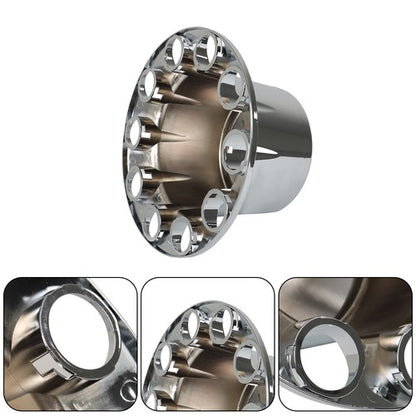 Solid Spare Semi Truck 33mm Chrome Wheel Axle Covers w/ Hub Caps Lug Nuts