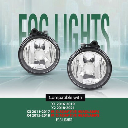 Solid Spare Pair Front Bumper Fog Lights Driving Lamps Fit For 2011-2021 BMW X1 X2 X3 X4
