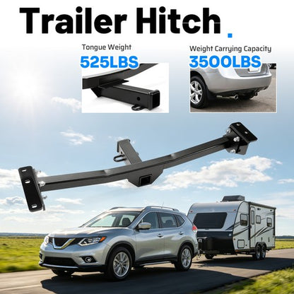 Solid Spare Class 3 Trailer Hitch Tow 2-Inch Receiver Powder Coated For Nissan Rogue 08-2020