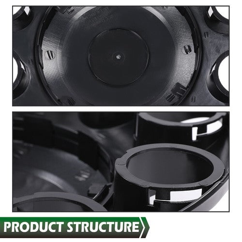 Solid Spare Black Front Axle Wheel Cover w/ Hub Cap 33mm Lug Nuts For Semi Truck Set of 2