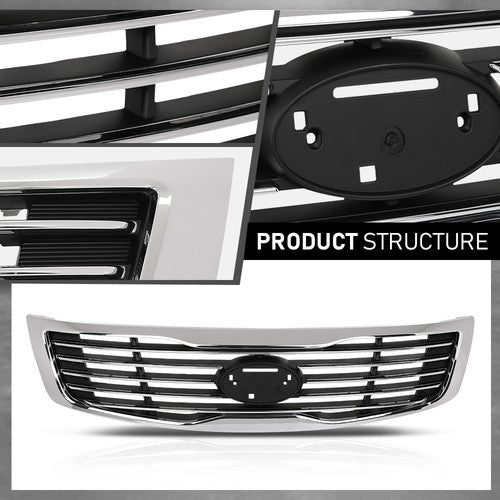 Solid Spare Fit For 2009-2010 Kia Optima Magentis Front Bumper Upper Grille Black Chrome