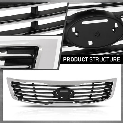 Solid Spare Fit For 2009-2010 Kia Optima Magentis Front Bumper Upper Grille Black Chrome