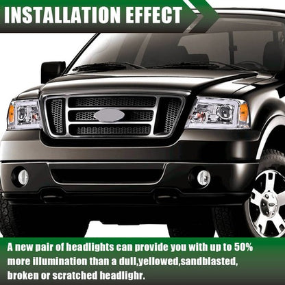 Solid Spare Fit For 04-08 Ford F-150/Lincoln Mark LT Clear Lens LED DRL Projector Headlights