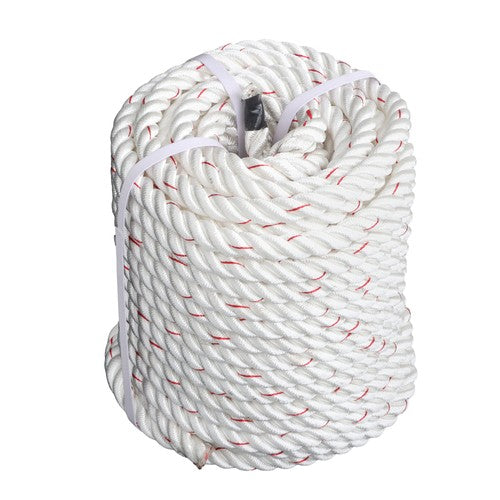 Solid Spare 3/4IN x120FT High Strength Braided Rope Breaking Strength 2038 Pounds White Red