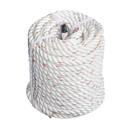 Solid Spare 3/4IN x120FT High Strength Braided Rope Breaking Strength 2038 Pounds White Red