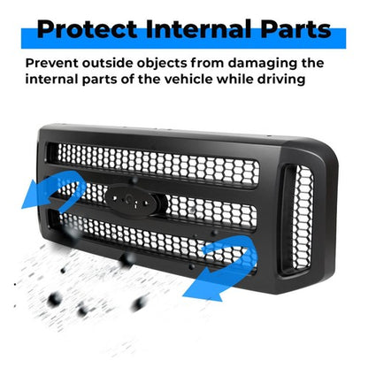 Solid Spare Black Painted Grille Assembly For Ford 05-07 F250 F350 Super Duty FOR FO1200457