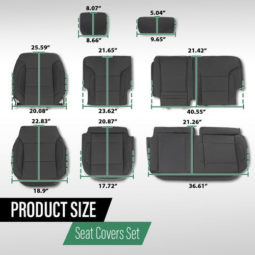 Solid Spare Fit For 2014-2018 Chevy Silverado LT Crew Cab Full Set Seat Covers Replace
