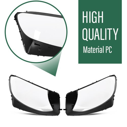 Solid Spare Fit For 2016-2019 Mercedes Benz GLC-Class W253 Headlight Replacement Lens LH RH