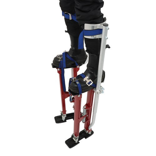 Solid Spare Aluminum Drywall Adjustable Height Stilts Tool For Painter Taping Red 24"-40"