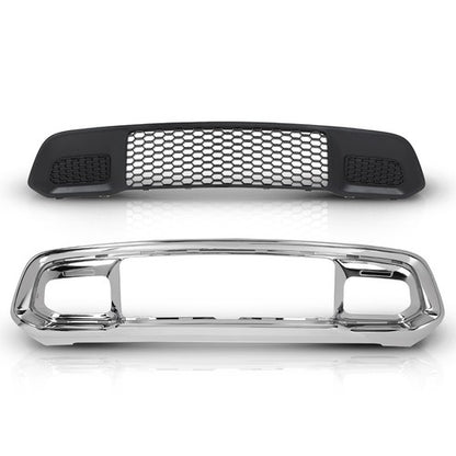 Solid Spare Front Lower Grille & Bumper Grill Bezel Chrome Fit For 17-22 Jeep Grand Cherokee