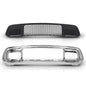 Solid Spare Front Lower Grille & Bumper Grill Bezel Chrome Fit For 17-22 Jeep Grand Cherokee